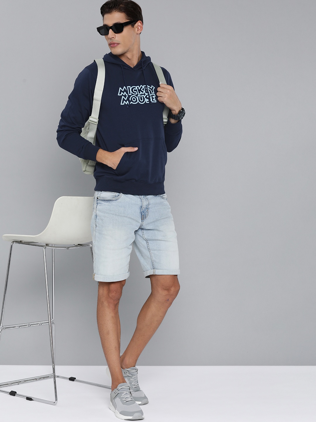 

Kook N Keech Disney Men Navy Blue Mickey Mouse Print Hooded Sweatshirt