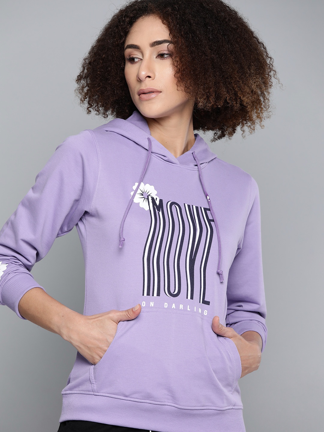 

Kook N Keech Women Lavender Printed Hooded Sweatshirt