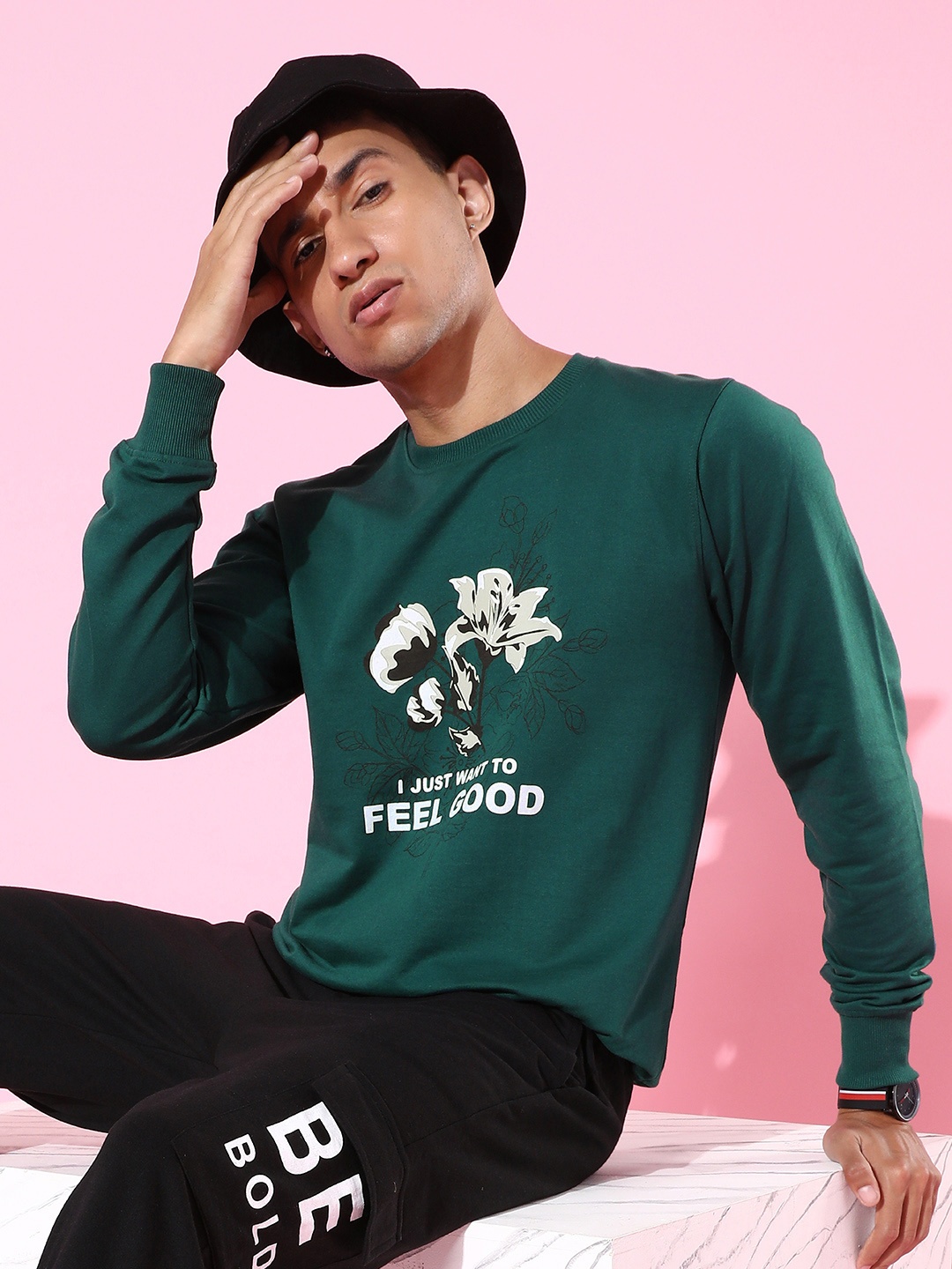

Kook N Keech Men Teal Printed Graphic Sweatshirt