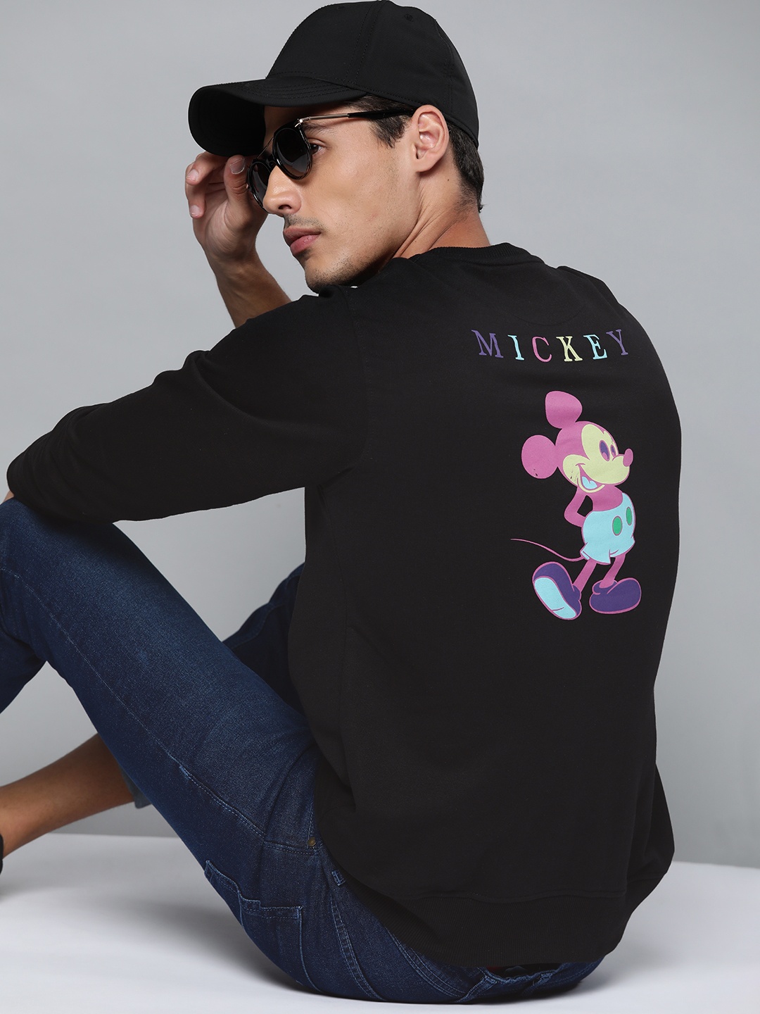 

Kook N Keech Disney Men Black Mickey Mouse Print Sweatshirt