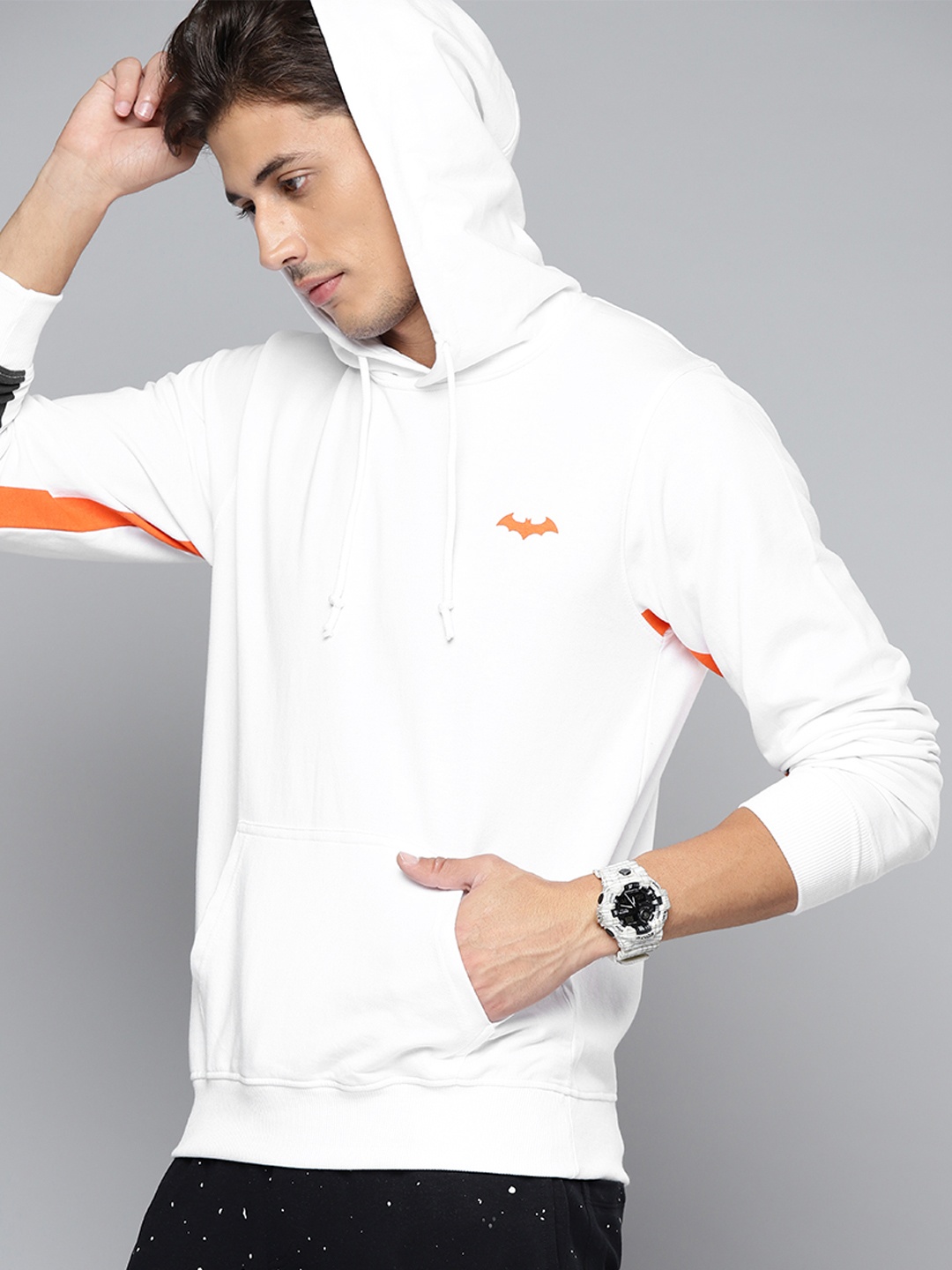 

Kook N Keech Batman Men White & Orange Printed Hooded Sweatshirt
