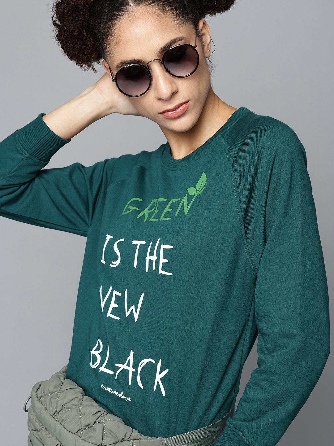 

Kook N Keech Women Teal Green & White Typographic Print Sweatshirt