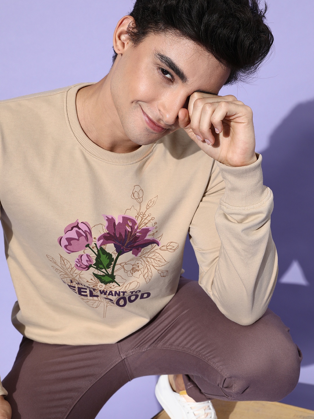 

Kook N Keech Men Beige Printed Graphic Sweatshirt