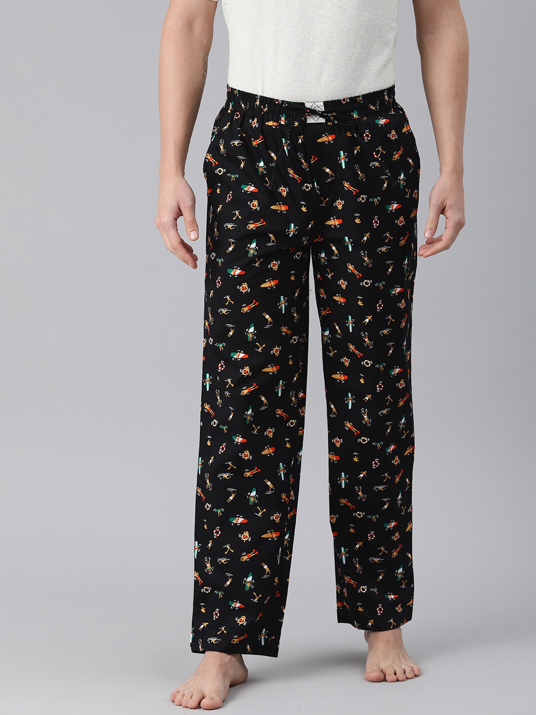 

abof Men Black Printed Lounge Pants