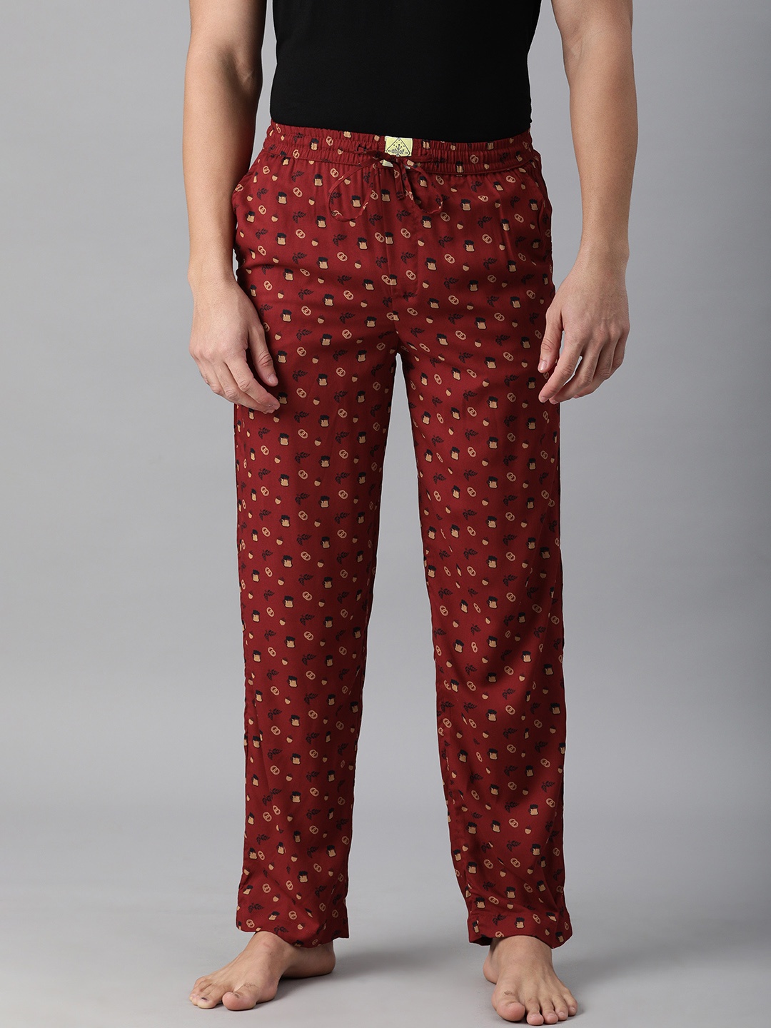 

abof Men Red & Yellow Regular Fit Printed Pure Cotton Lounge Pants