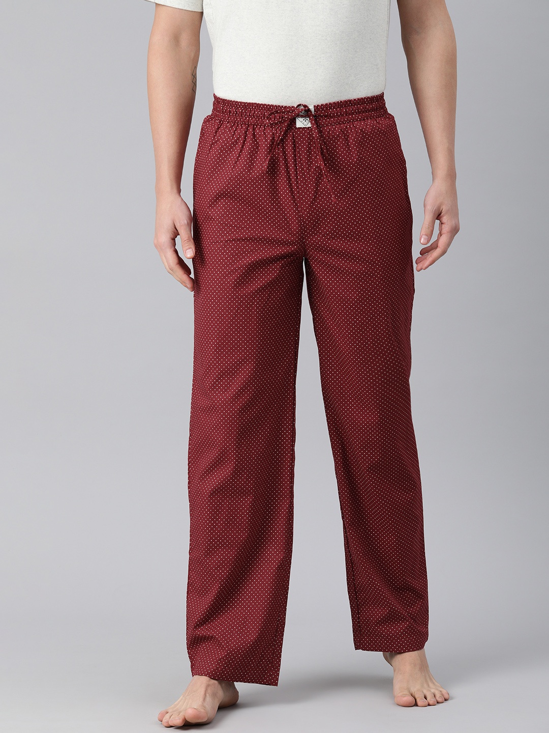 

abof Men Maroon & White Printed Lounge Pants