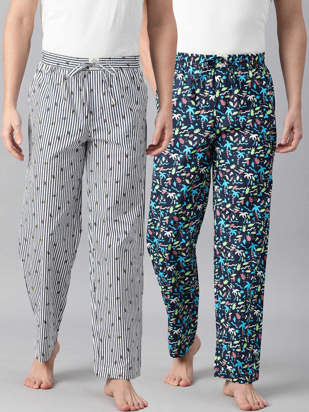 

abof Men Pack Of 2 Pure Cotton Lounge Pants, White