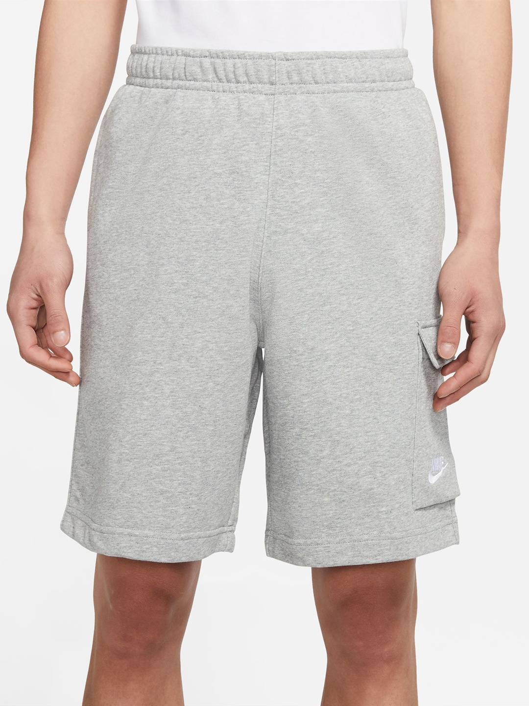 

Nike Men Grey Mid-Rise CLUB FT CARGO Sports Shorts