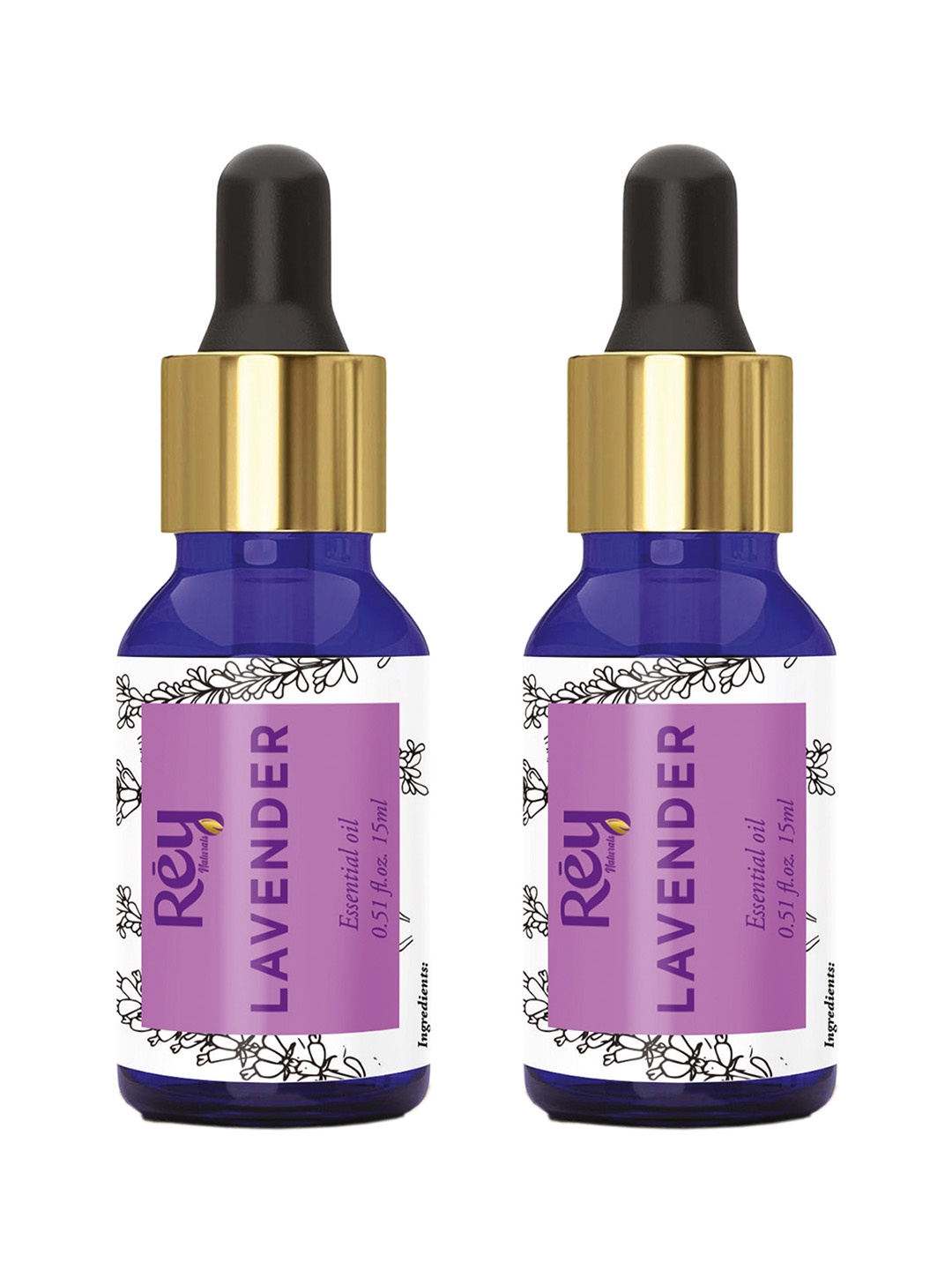 

Rey Naturals Set of 2 Lavender Essential Oil 30 ml, Transparent