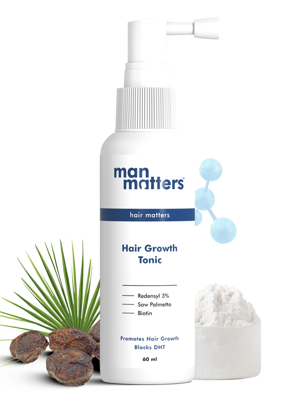

Man Matters Hair Growth Tonic with Redensyl Saw Palmetto and Biotin 60 ml, Blue