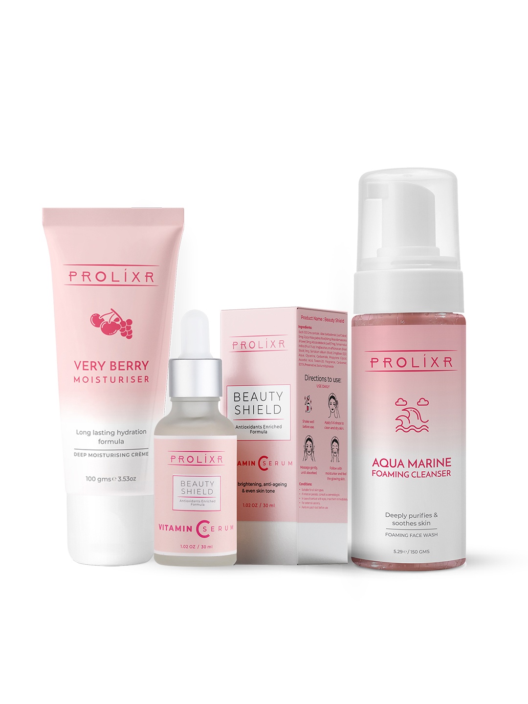

PROLIXR Daily Essentials Kit to Nourish & Hydrate for All Skin Types-280 ml, Pink