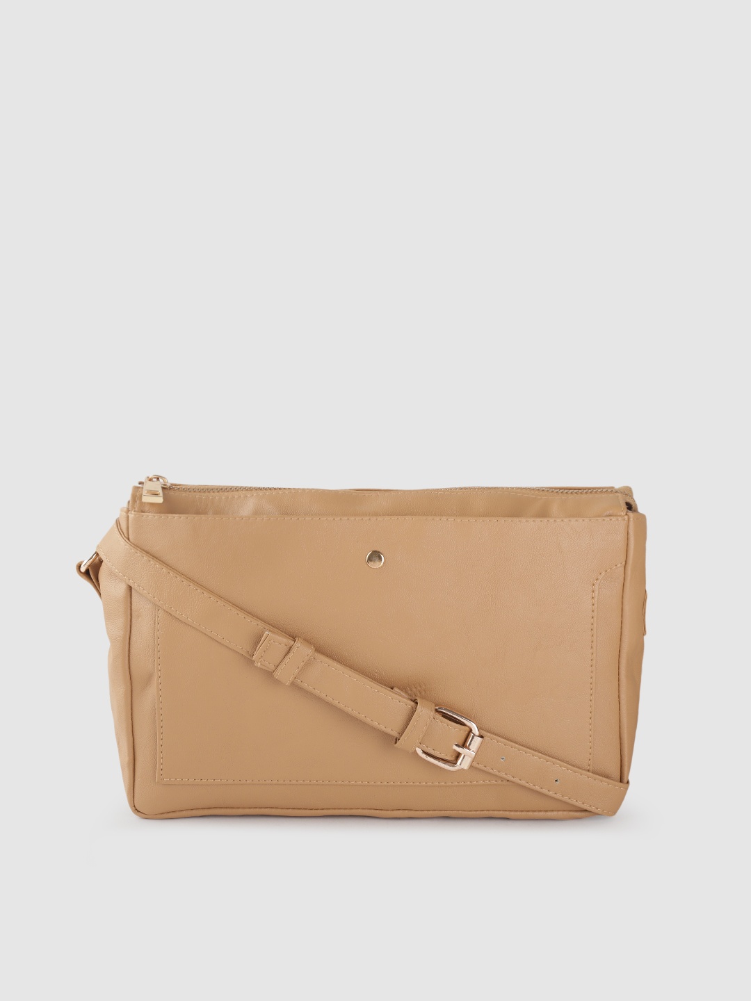 

Mast & Harbour Beige Solid Structured Sling Bag