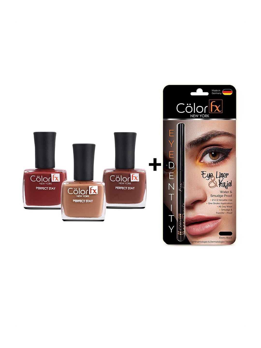 

Color Fx Set Of 4 Non-Toxic Nail Polish & Kajal & Eyeliner, Multi