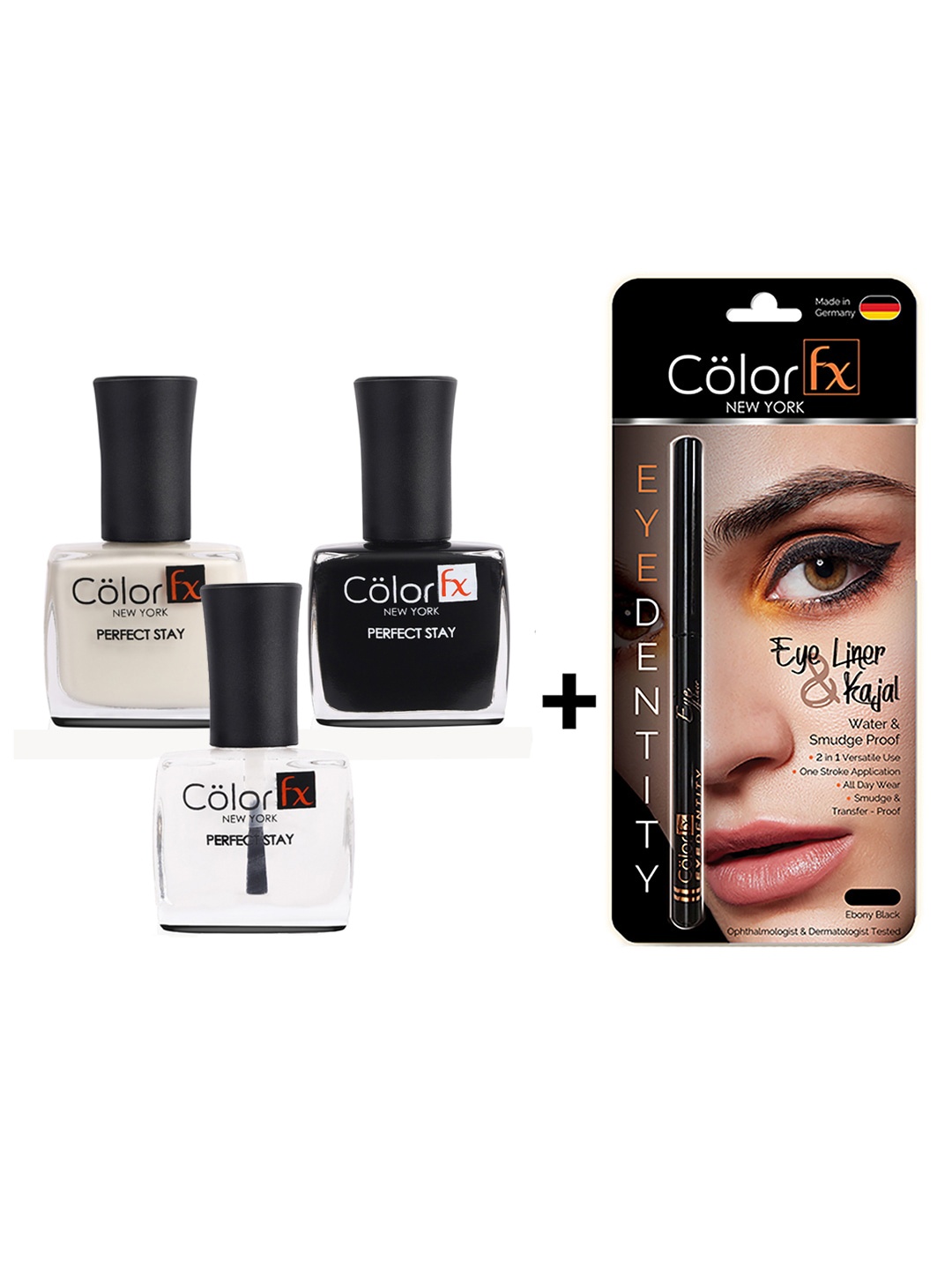 

Color Fx Set Of 4 Non-Toxic Nail Polish & Kajal & Eyeliner, Multi