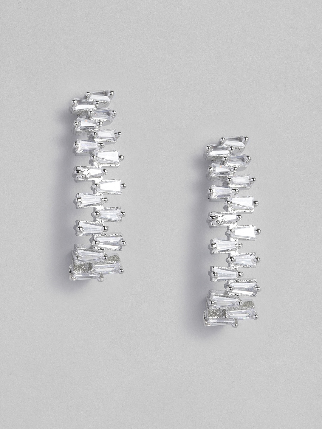 

MIDASKART Silver-Toned Rhodium-Plated Classic Half Hoop Earrings