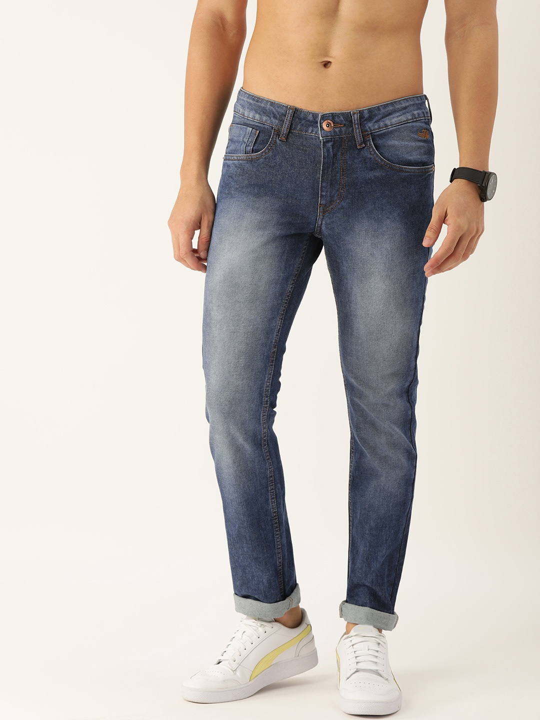 

Flying Machine Men Navy Blue Skinny Fit Low-Rise Light Fade Stretchable Jeans