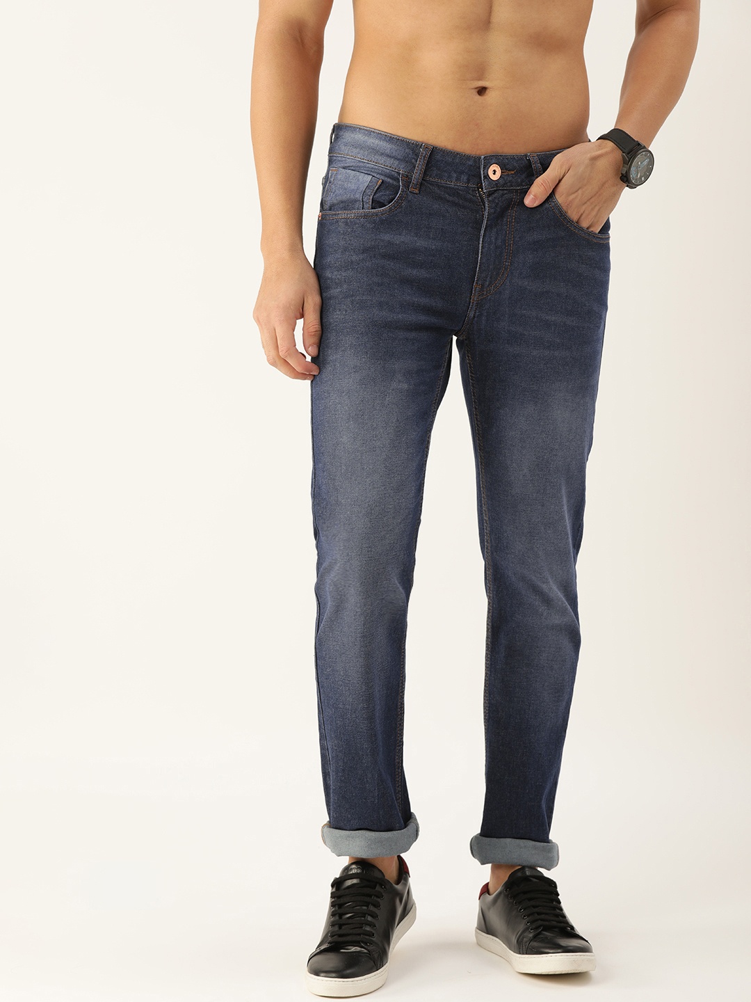 

Flying Machine Men Navy Blue Slim Fit Light Fade Stretchable Jeans