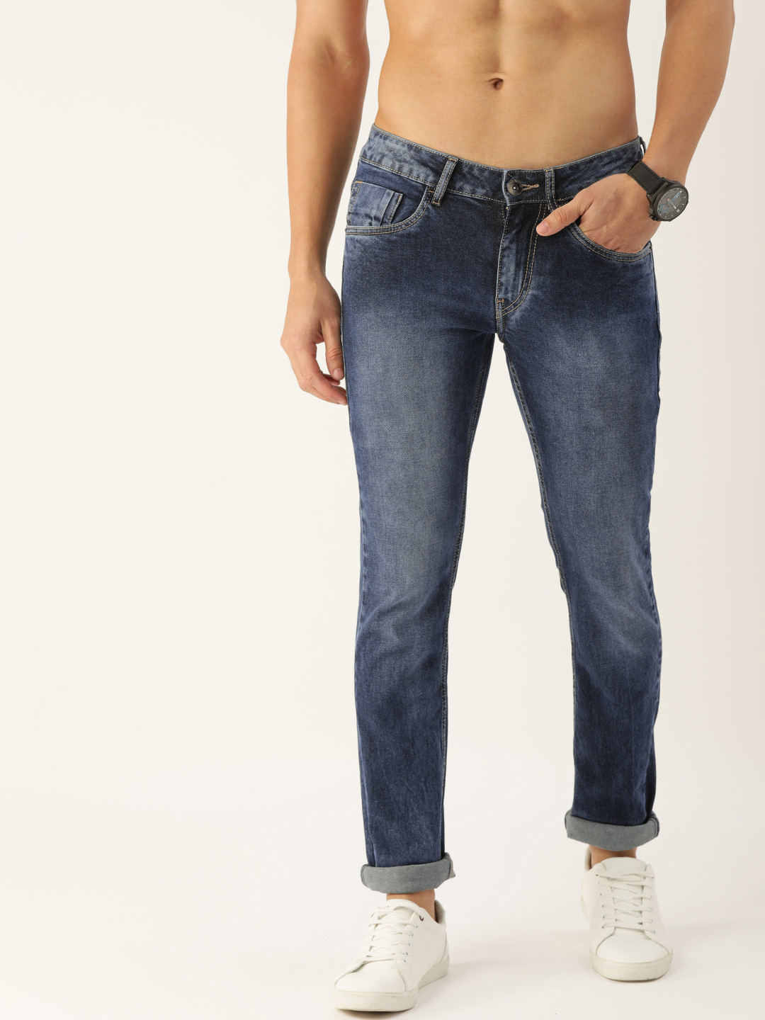 

Flying Machine Men Navy Blue Skinny Fit Low-Rise Light Fade Stretchable Jeans
