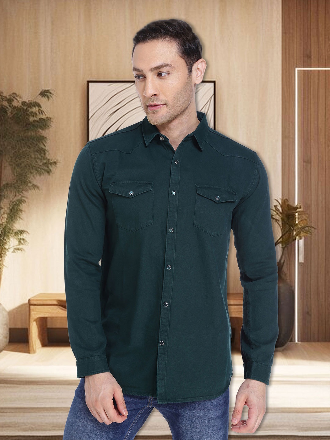 

Kuons Avenue Men Green Slim Fit Casual Shirt