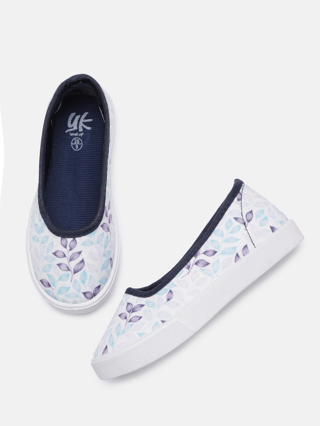 

YK Girls White Printed Ballerinas