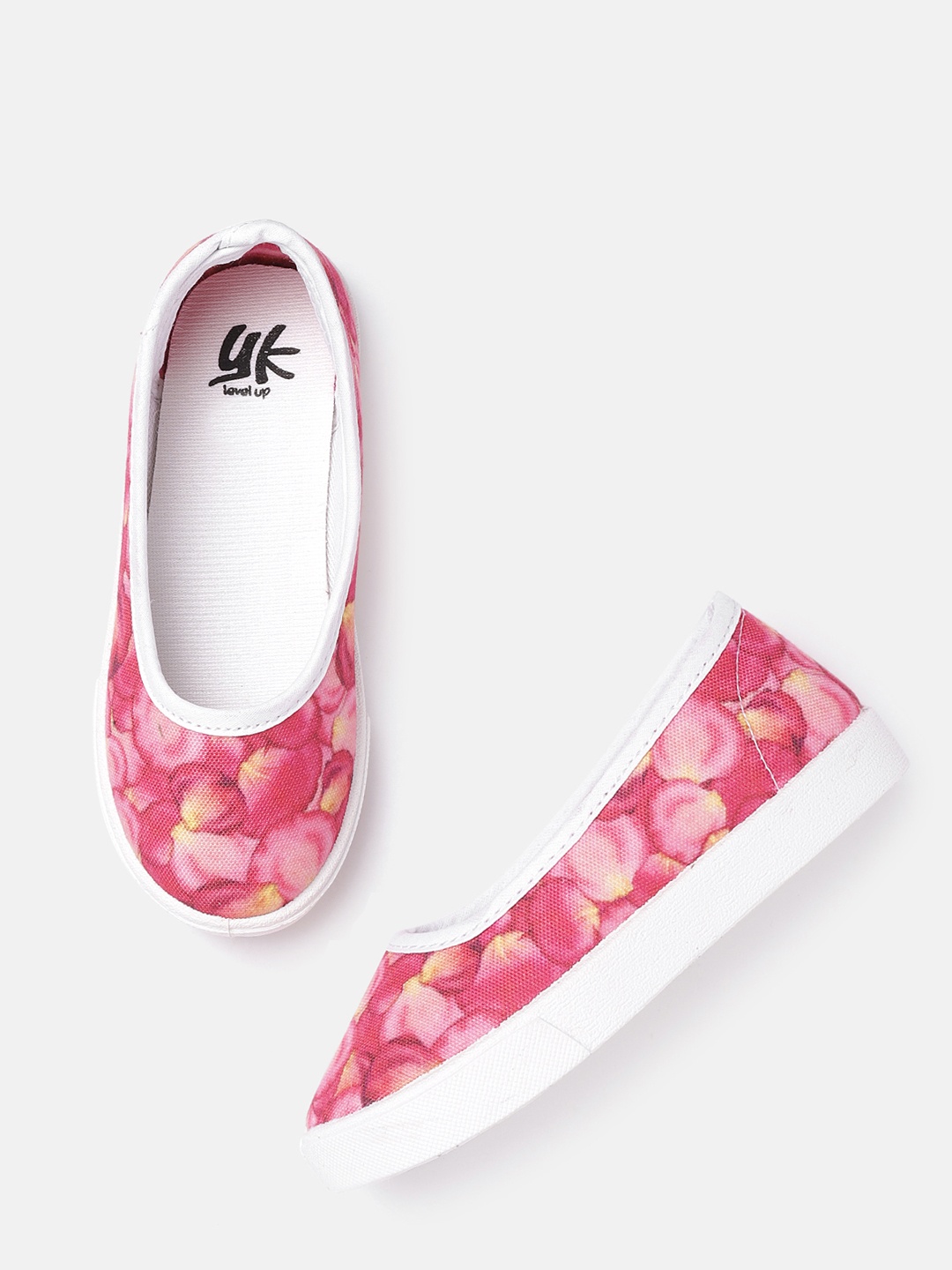 

YK Girls Pink & Yellow Petals Print Ballerinas