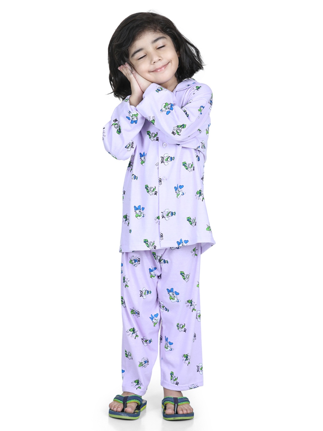 

Aj DEZInES Boys Purple Printed Night Suit