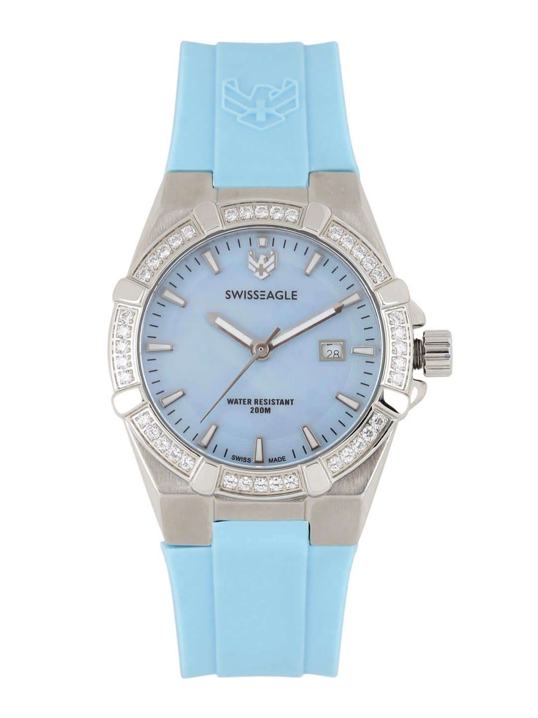 

Swiss Eagle Women Pearly Blue Dial Watch SE-6041-09