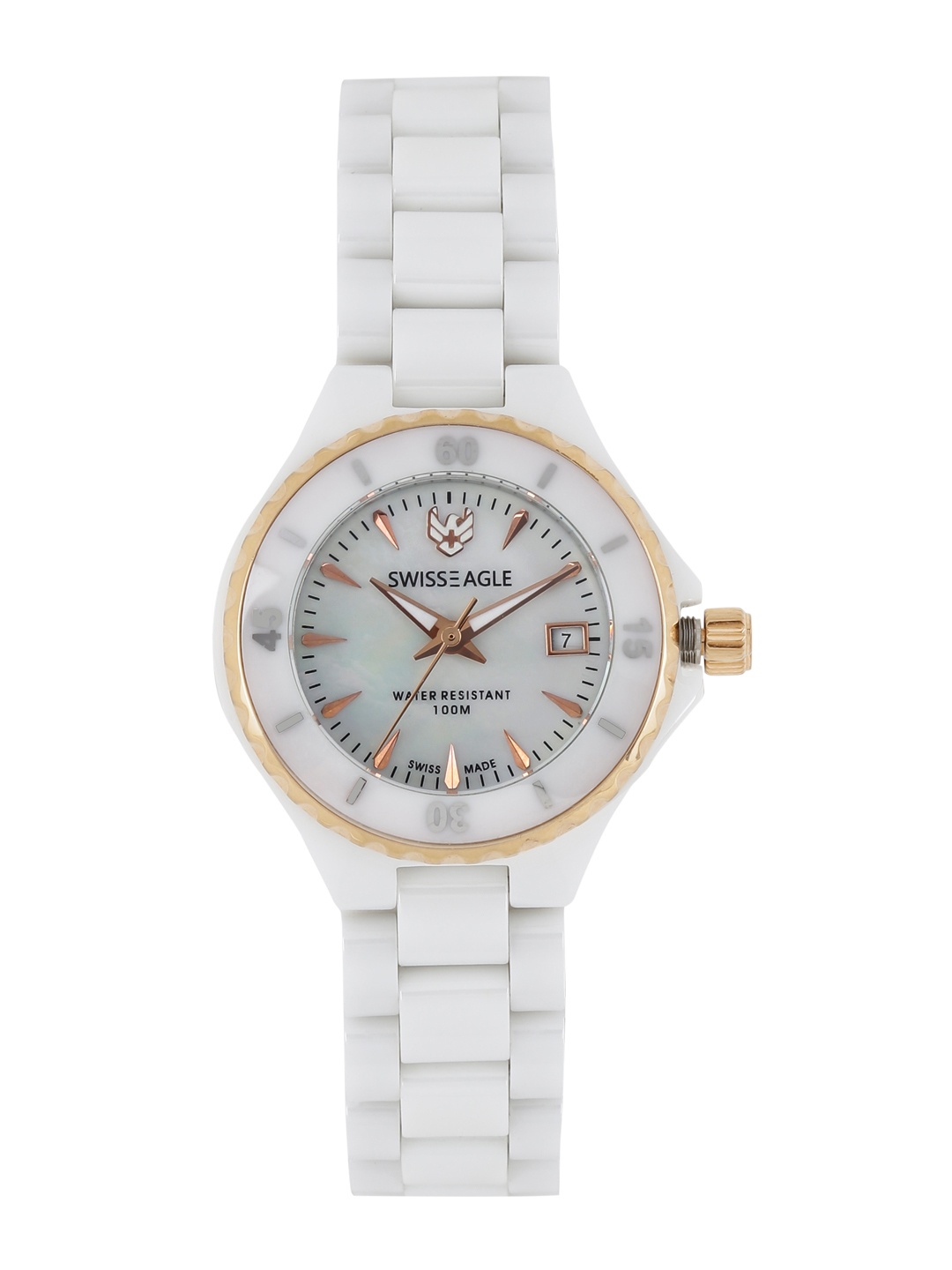 

Swiss Eagle Women Pearly White Dial Watch SE-6066-44