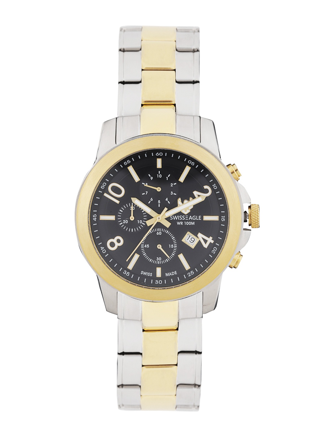 

Swiss Eagle Men Black Chronograph Dial Watch SE-9054-44