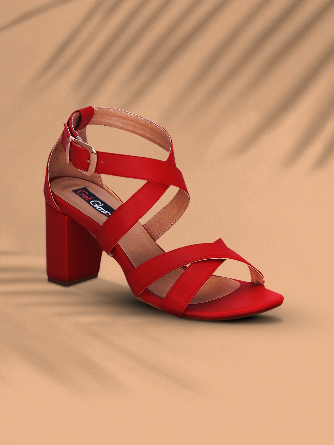 

Get Glamr Women Red Party Block Heels with Buckles