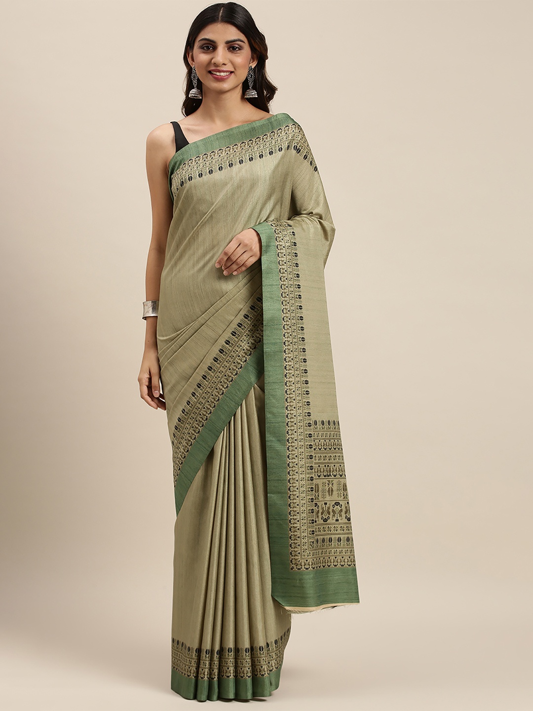 

Soch Green Silk Blend Printed Saree