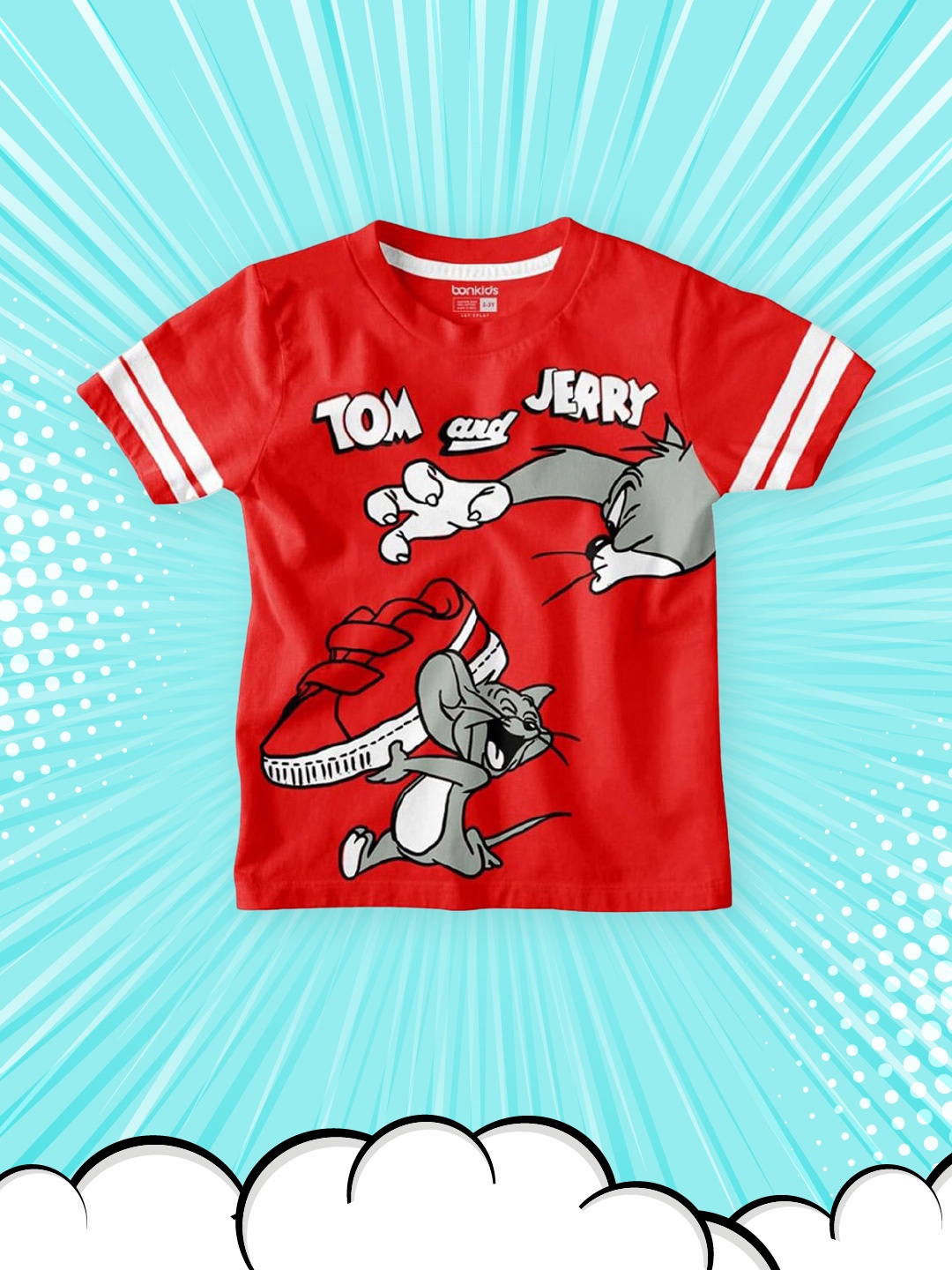 

BONKIDS Boys Red Tom & Jerry Printed Slim Fit T-shirt