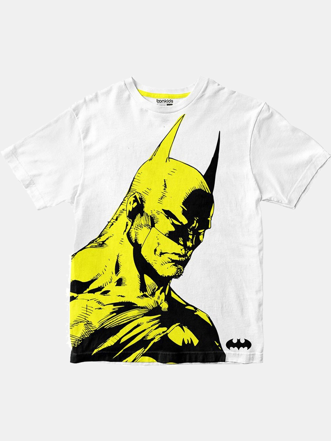 

BONKIDS Boys White Batman Printed Round Neck Slim Fit T-shirt
