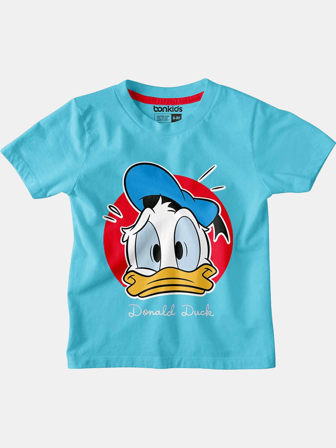 

BONKIDS Boys Blue Donald Duck V-Neck Slim Fit T-shirt
