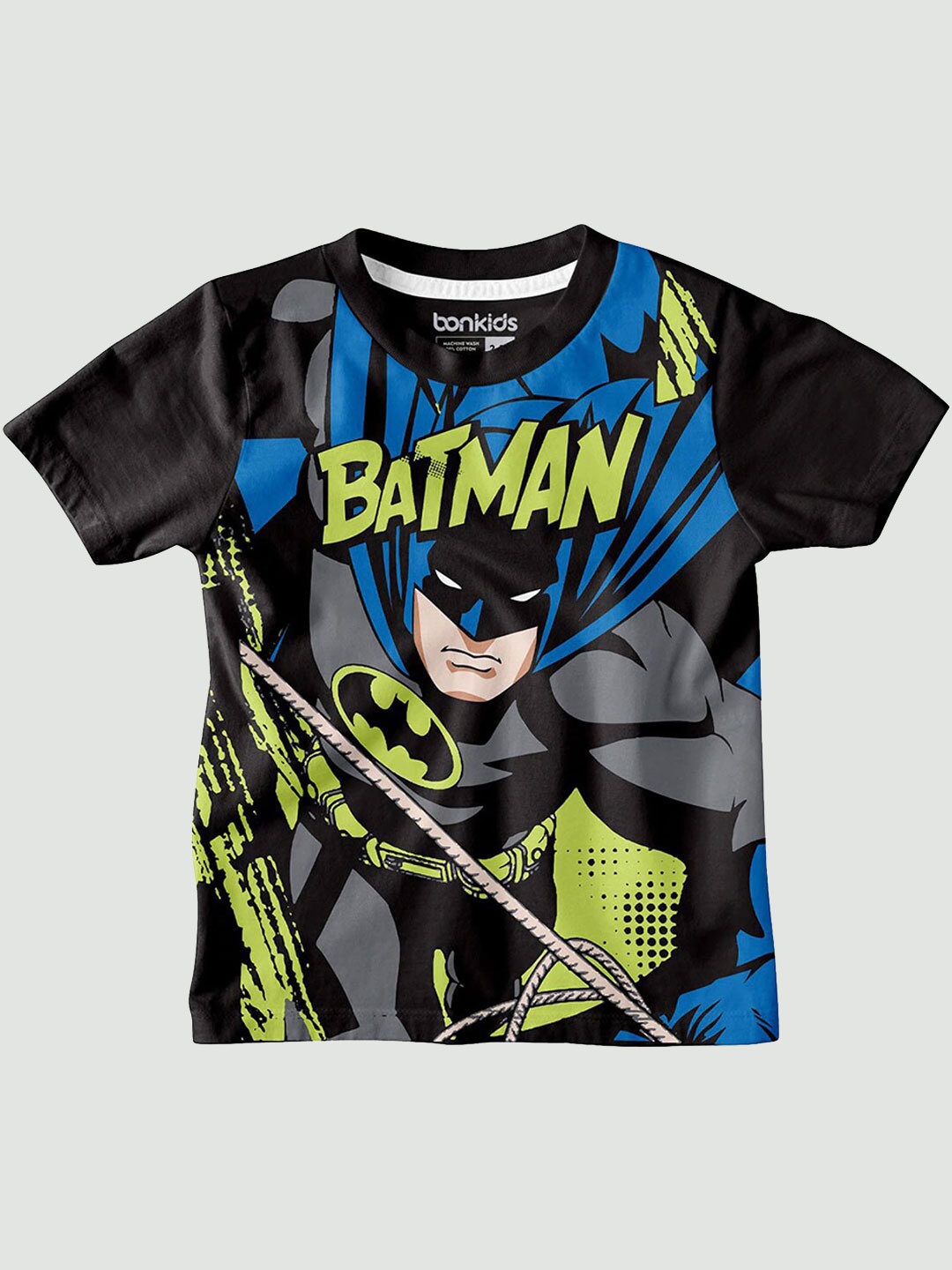 

BONKIDS Boys Black Batman Printed Slim Fit T-shirt