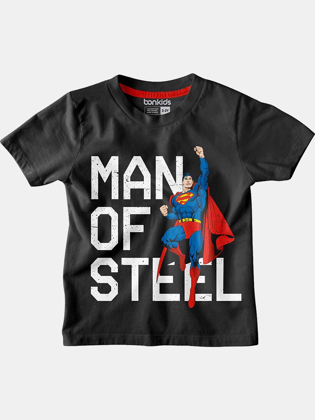 

BONKIDS Boys Blue Superman Printed Slim Fit T-shirt
