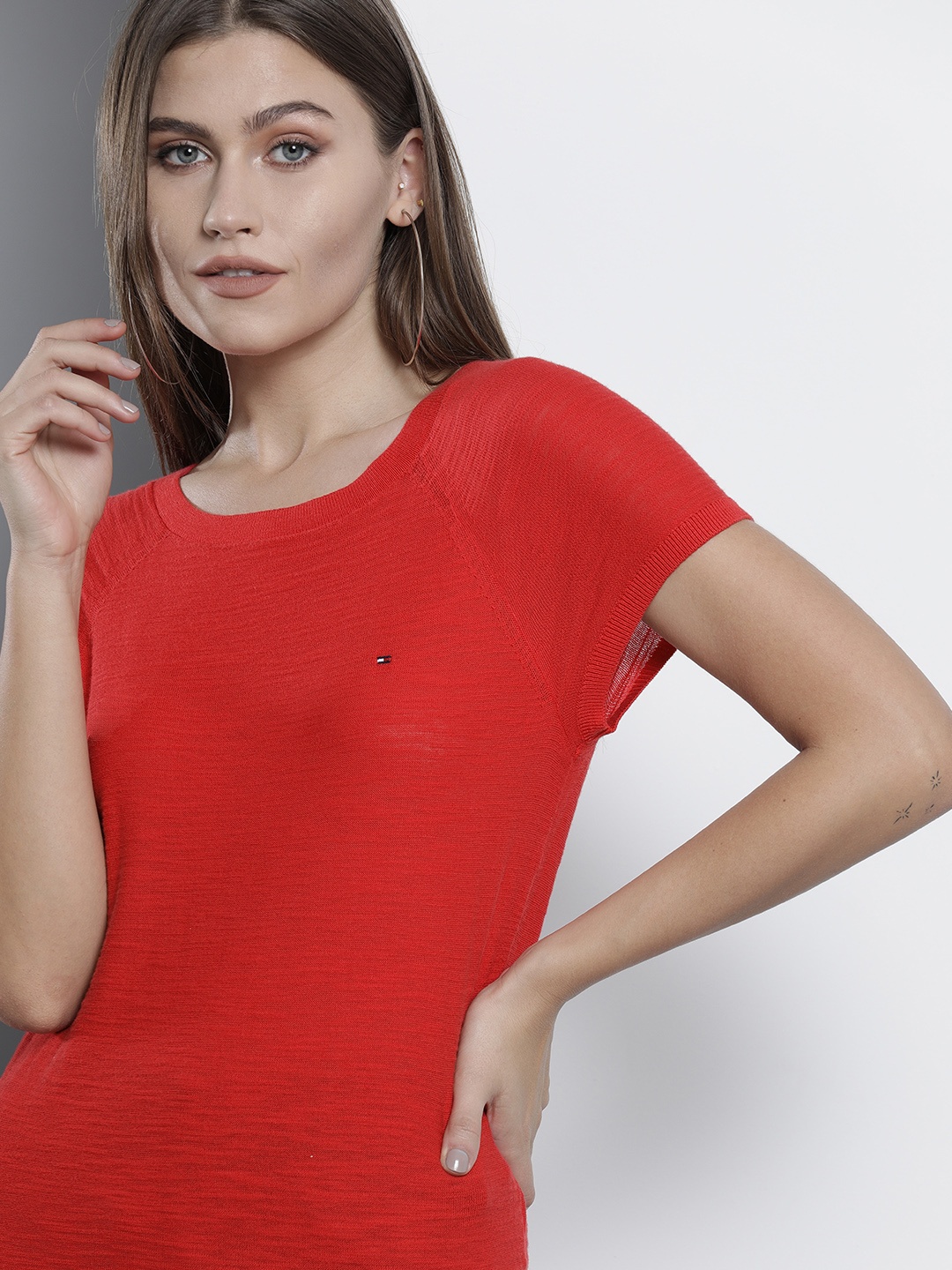 

Tommy Hilfiger Women Red Woven Pullover Sweater
