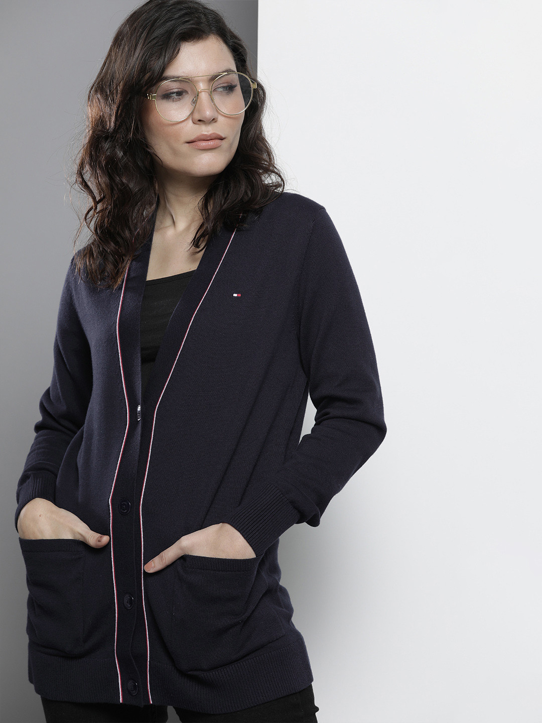 

Tommy Hilfiger Women Navy Blue Cardigan Sweater