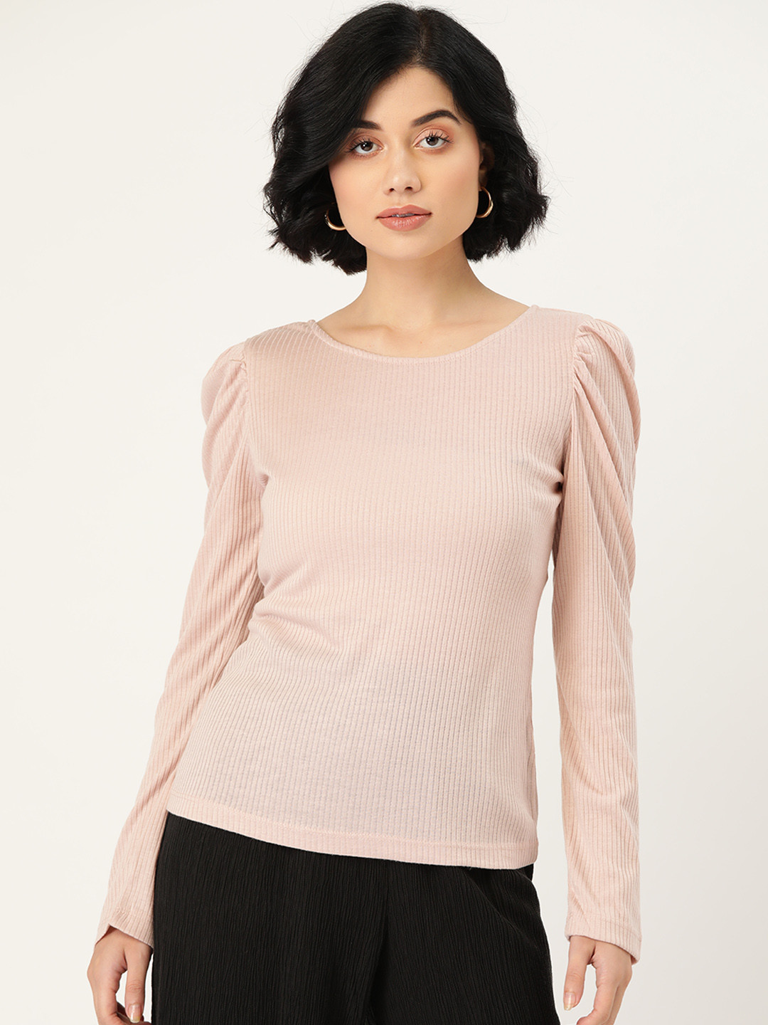 

Madame Pink Puff Sleeve Regular Top