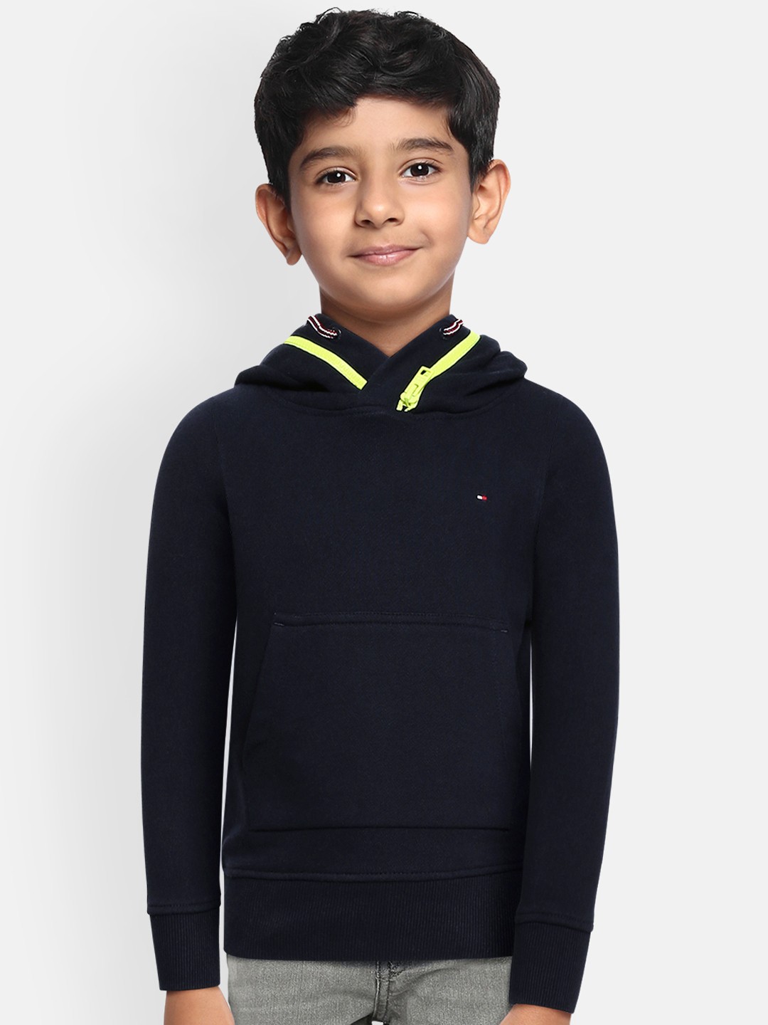 

Tommy Hilfiger Boys Navy Blue Solid Hooded Sweatshirt
