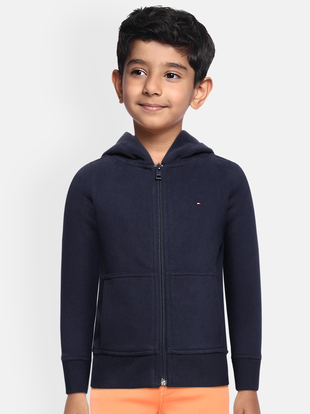 

Tommy Hilfiger Boys Navy Blue Solid Hooded Sweatshirt