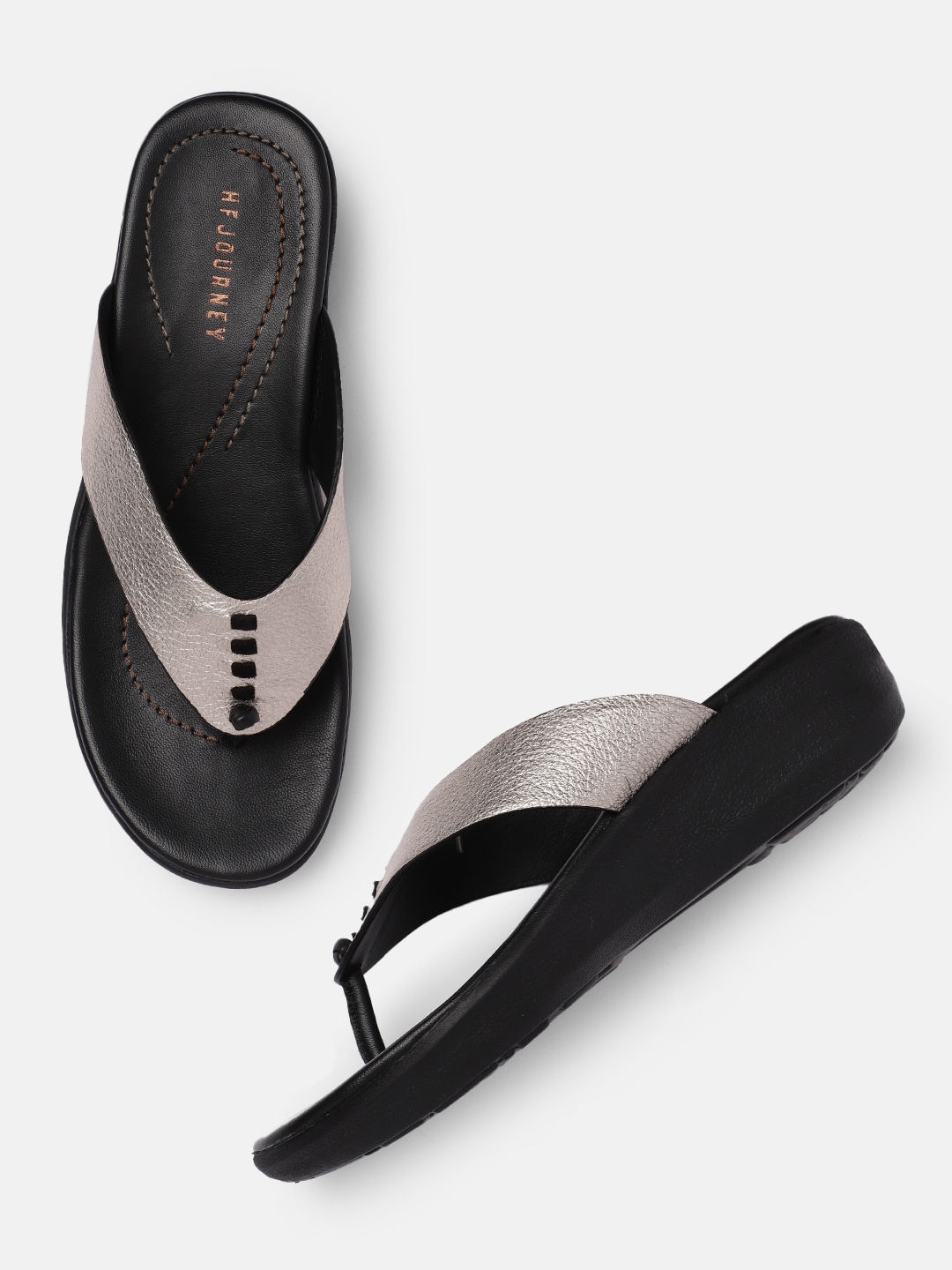 

HF JOURNEY Women Silver-Toned Flats