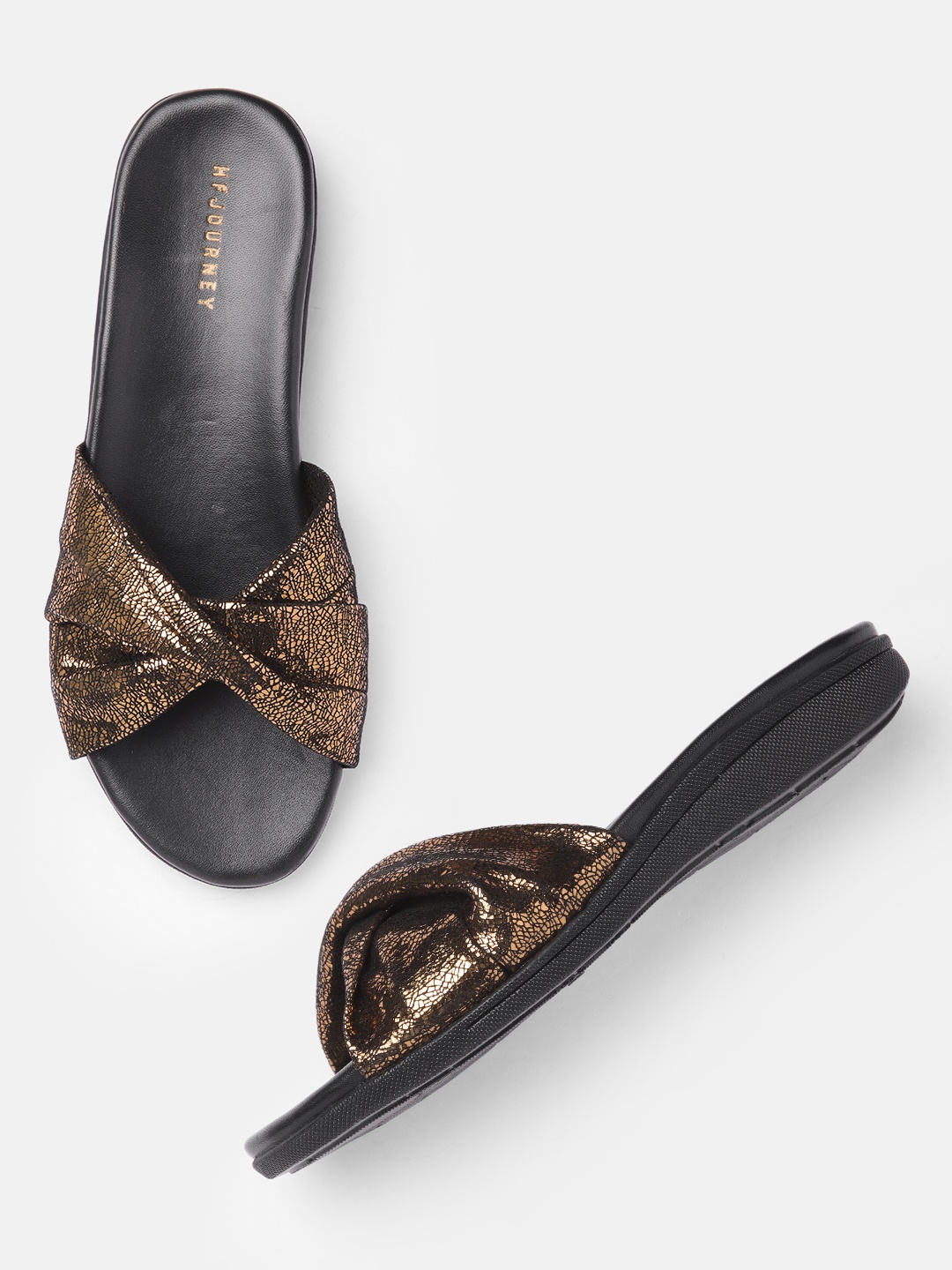 

HF JOURNEY Women Copper-Toned Open Toe Flats