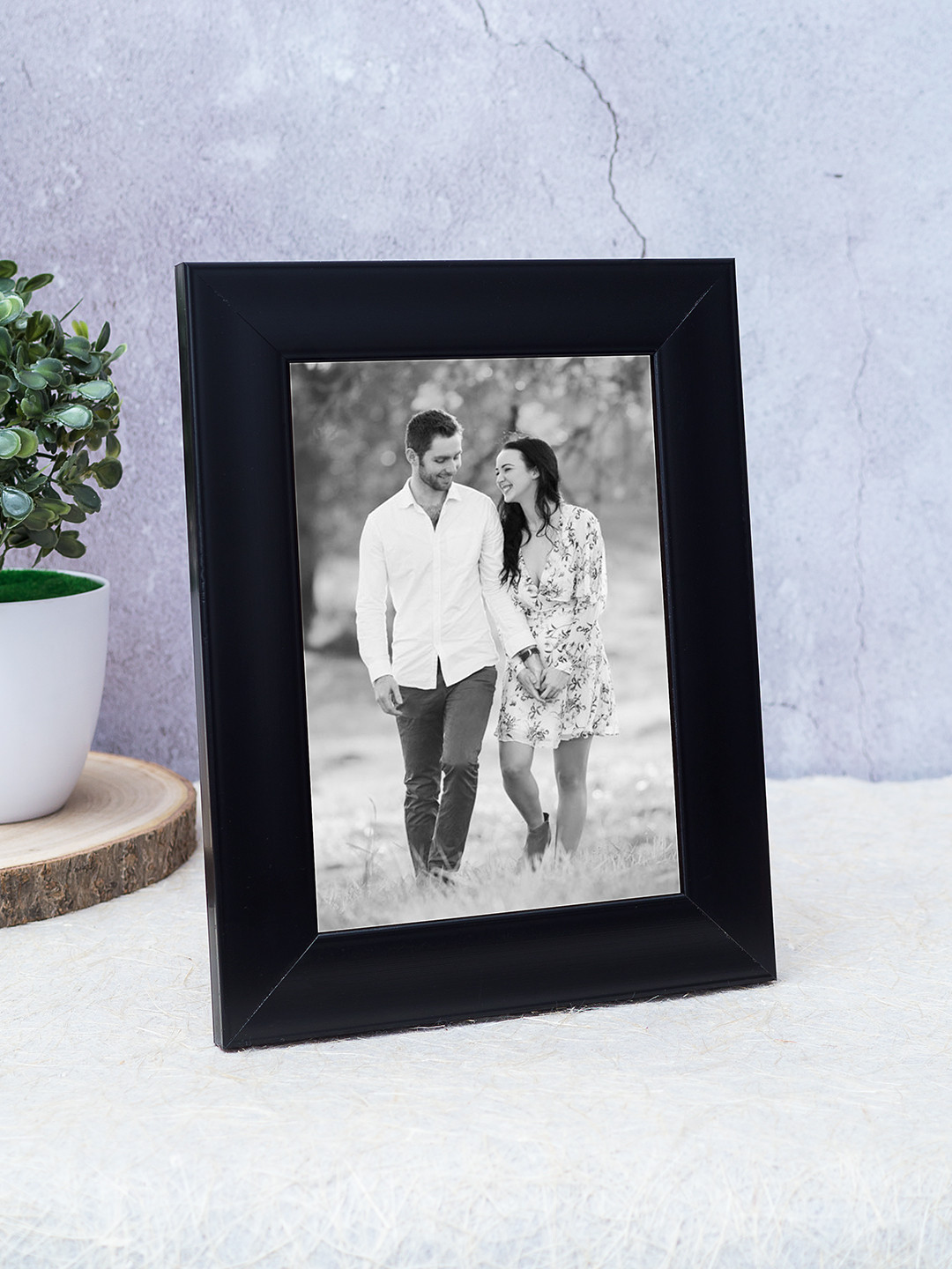 

Golden Peacock Black Solid Wooden Table Photo Frame