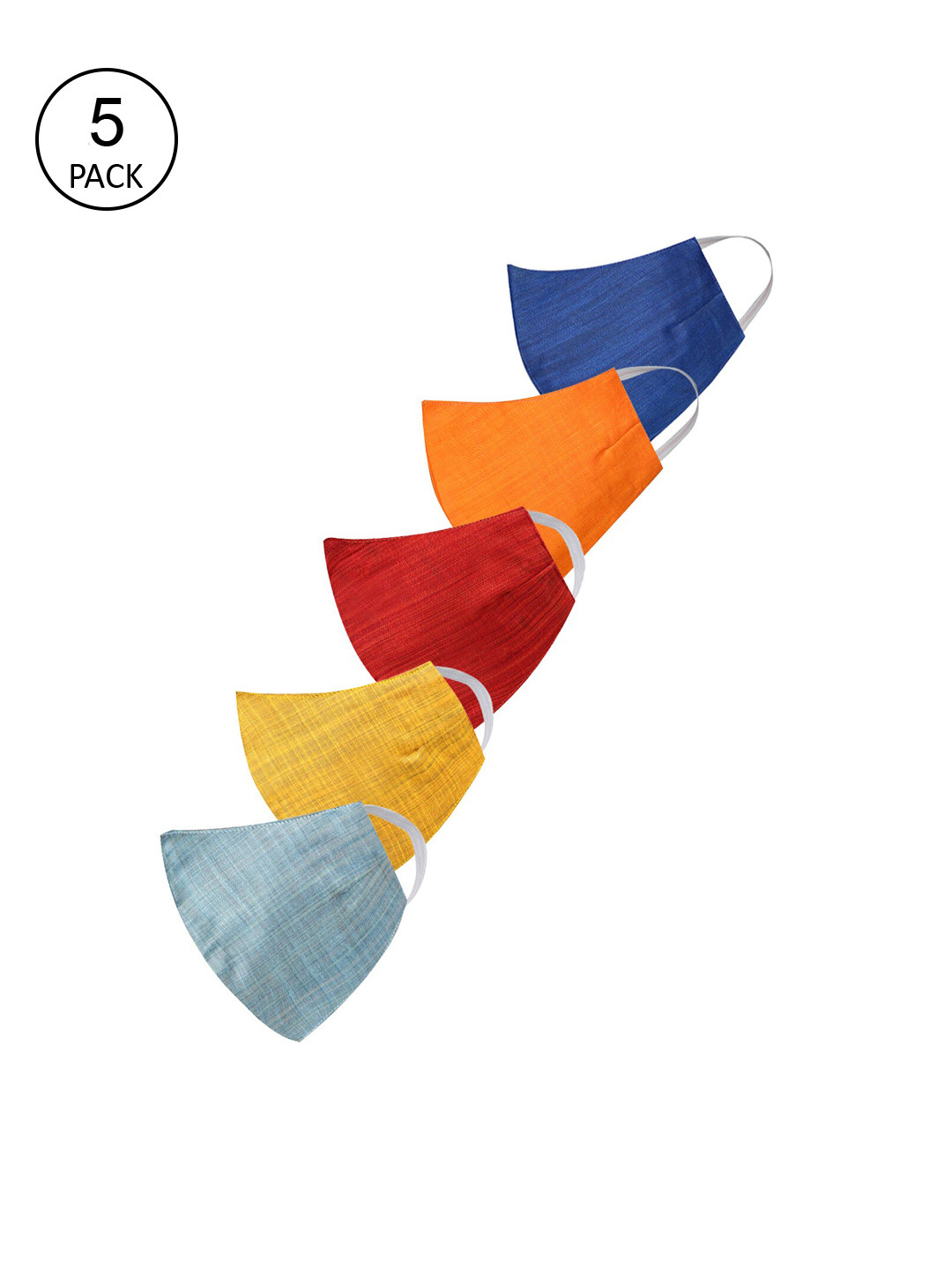 

VASTRAMAY Unisex Pack Of 5 Self-Design 2-Ply Reusable Cloth Masks, Red