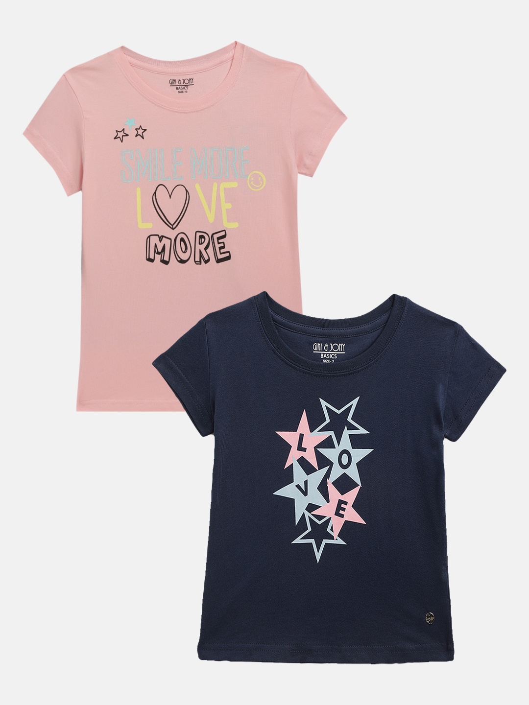 

Gini and Jony Girls Pack of 2 Printed T-shirt, Pink