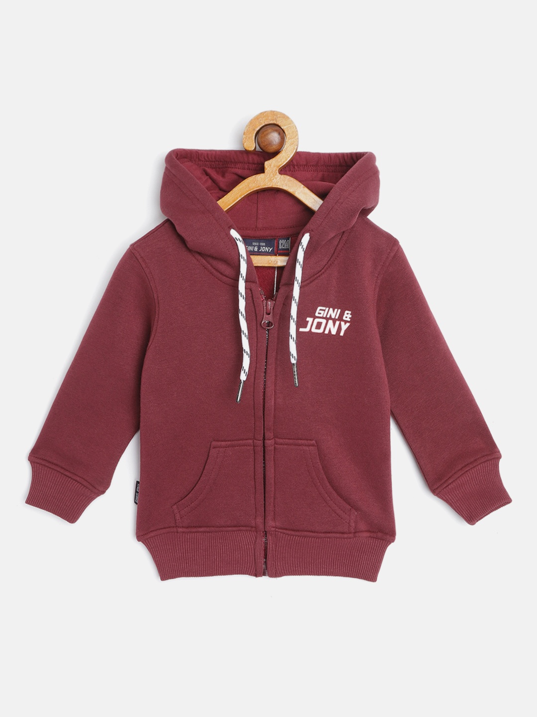 

Gini and Jony Infant Boys Burgundy Printed Hooded Sweatshirt