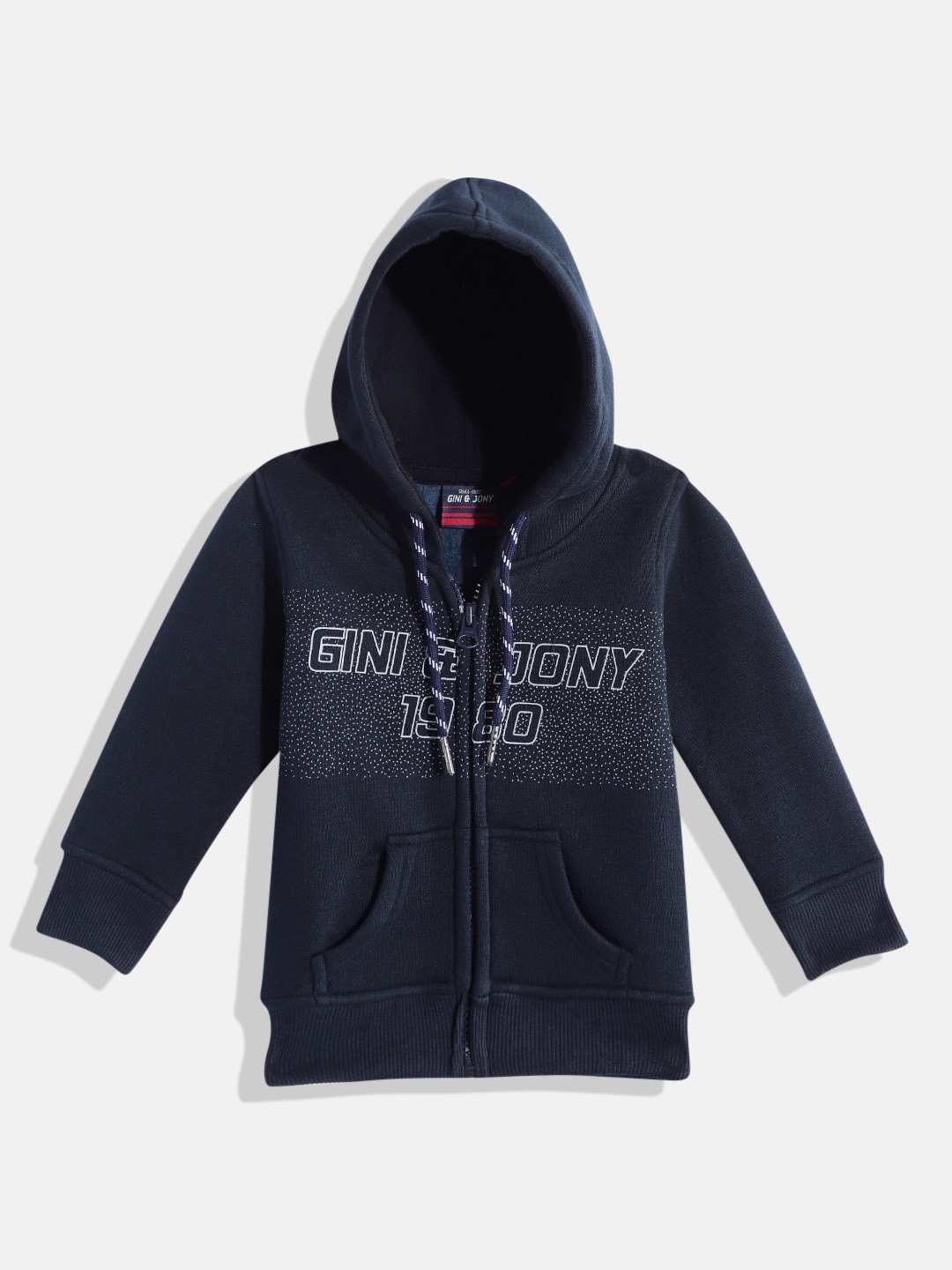 

Gini and Jony Boys Navy Blue & Grey Brand Logo Print Hooded Sweatshirt