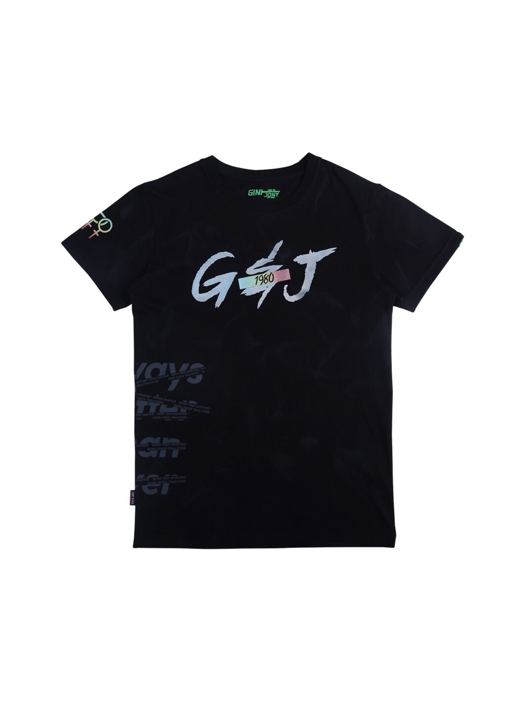 

Gini and Jony Boys Black Typography Printed T-shirt