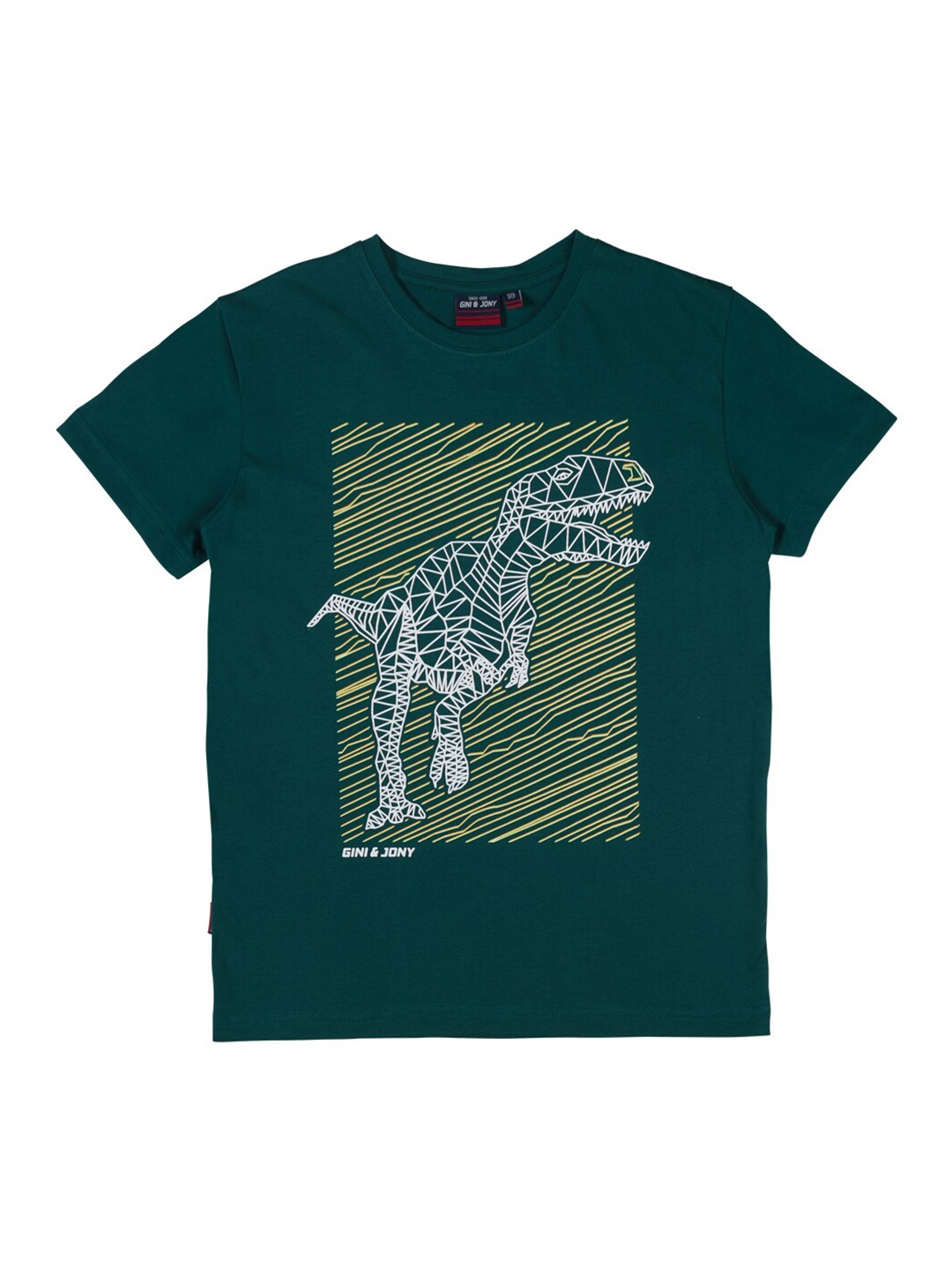 

Gini and Jony Boys Olive Green Printed T-shirt